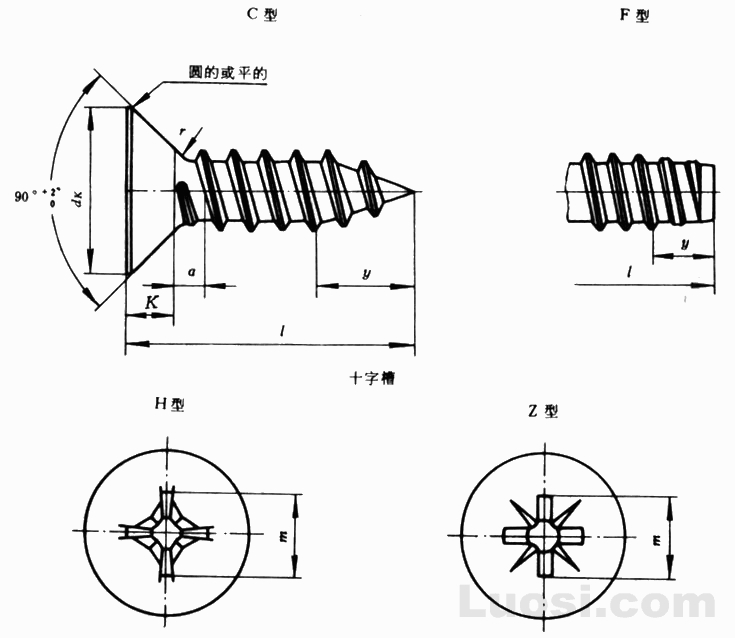 十字槽沉頭自攻螺絲國(guó)標(biāo)